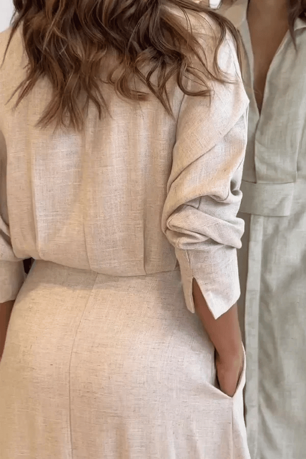 π49% OFFπ2025 Cotton And Linen Solid Color Maxi Dress