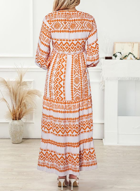 🎁This Week's Special Price $32.99💥Women's Puff Sleeve Floral Boho Maxi Dress