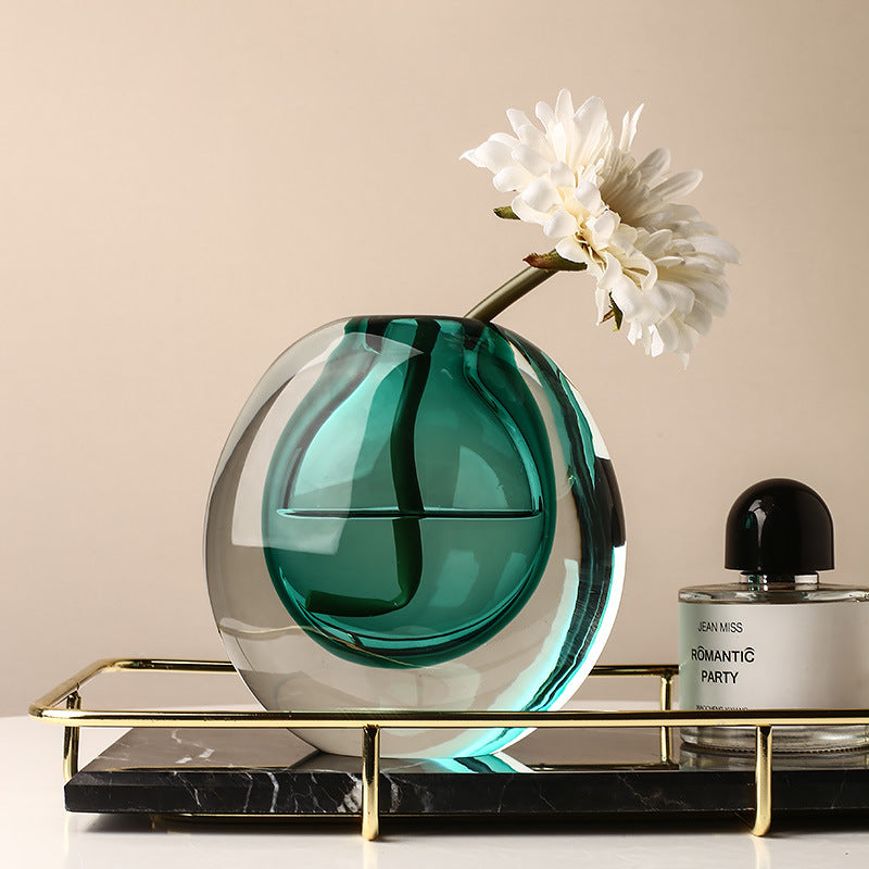 Modern light luxury glass vase ornaments creative living room flower arrangement fresh decorative flower vase