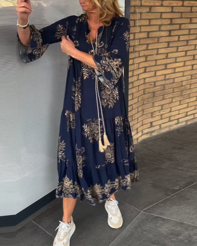 🔥Loose-Fitting Vintage V-neck Dress