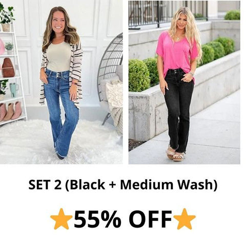 💖 High Rise Non Distressed Vintage Frayed Hem Bootcut Jeans