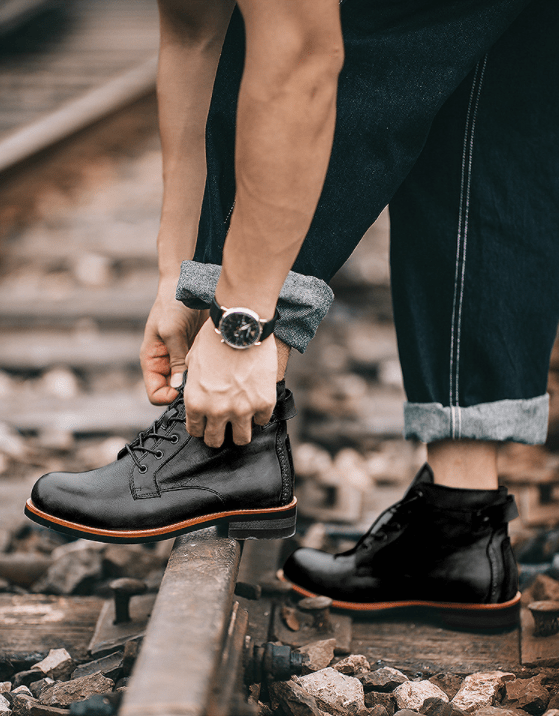 🔥Hot Sale🎁--40% OFF 🎉Mens Genuine Leather Waterproof Non-slip Arch Support Vintage Casual Chukka Boots