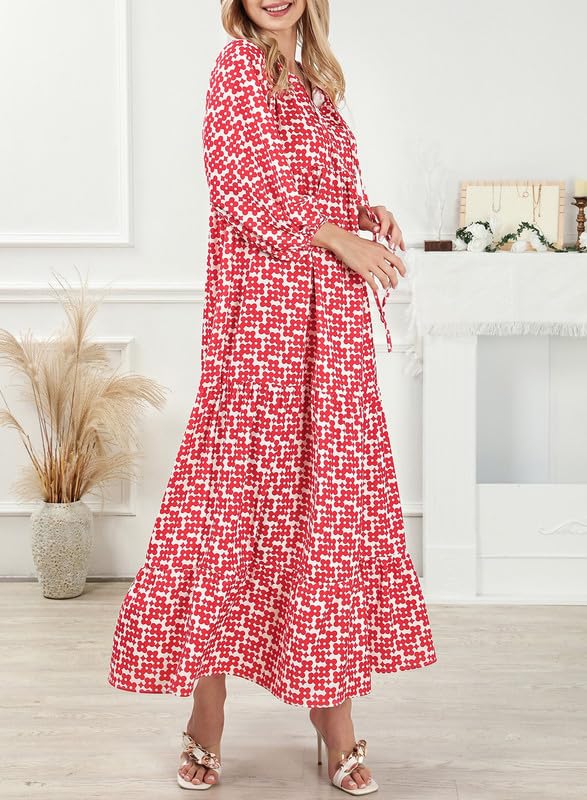 🎁This Week's Special Price $32.99💥Women's Puff Sleeve Floral Boho Maxi Dress