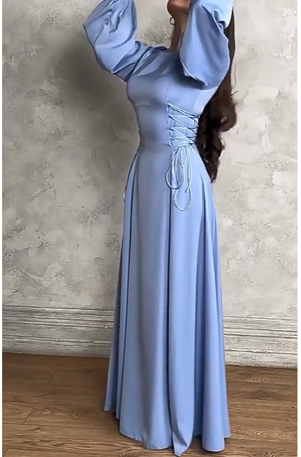 French Elegant Soft Elastic Cuff Long Dress