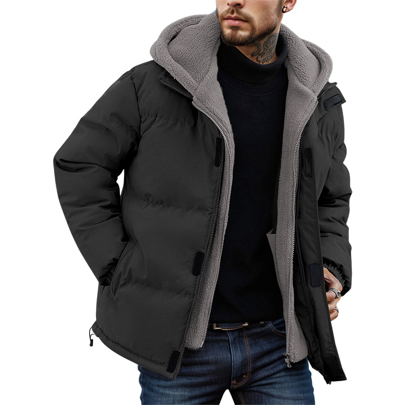 Men’s Cold-Resistant Windproof Thermal-Lined Hooded Coat