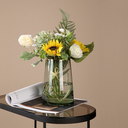 Nordic light luxury vase glass gold edge transparent vase ornaments living room flower arrangement hydroponic table decoration vase