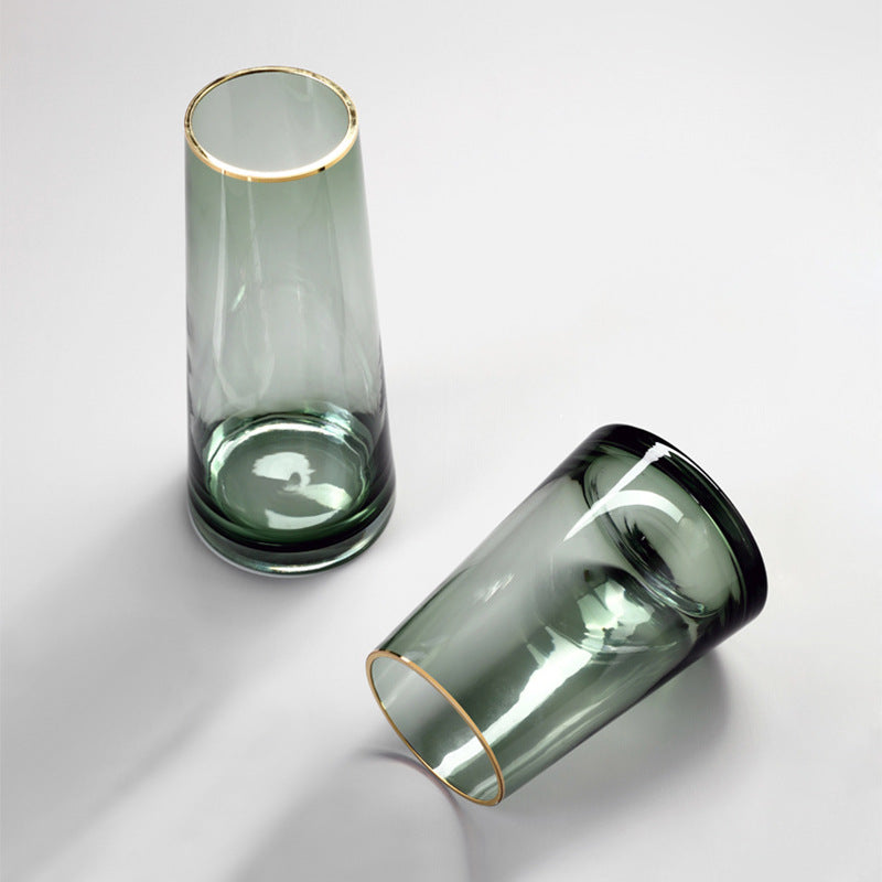 Nordic light luxury vase glass gold edge transparent vase ornaments living room flower arrangement hydroponic table decoration vase