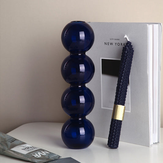 Retro colored glass small vase ornaments geometric transparent living room flower arrangement table vase decoration