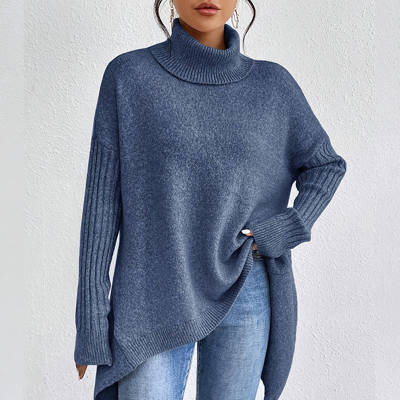 Women's solid color turtleneck sweater