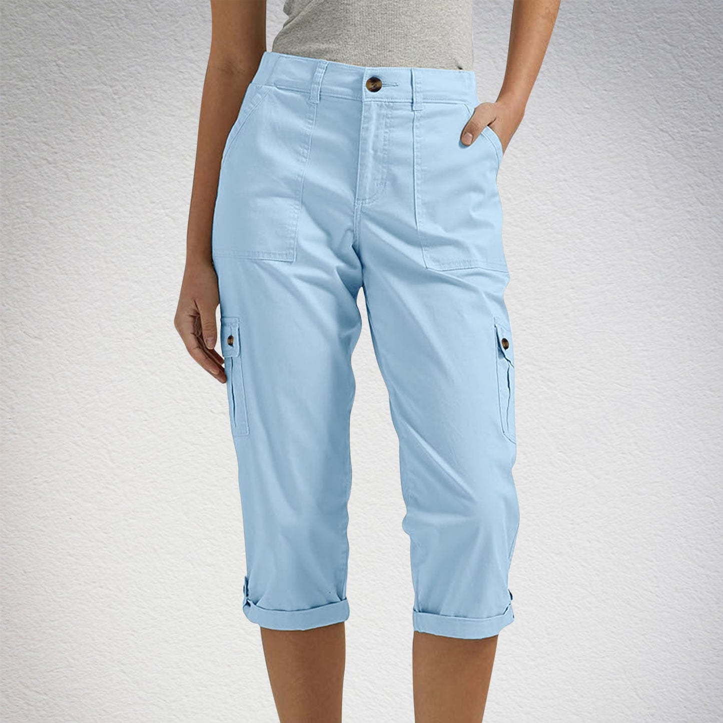 Women's Solid Color Comfortable Cropped Trousers