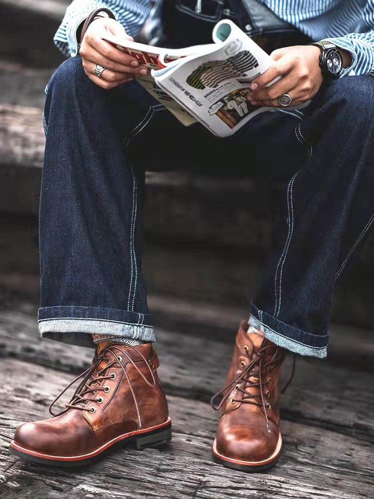 🔥Hot Sale🎁--40% OFF 🎉Mens Genuine Leather Waterproof Non-slip Arch Support Vintage Casual Chukka Boots