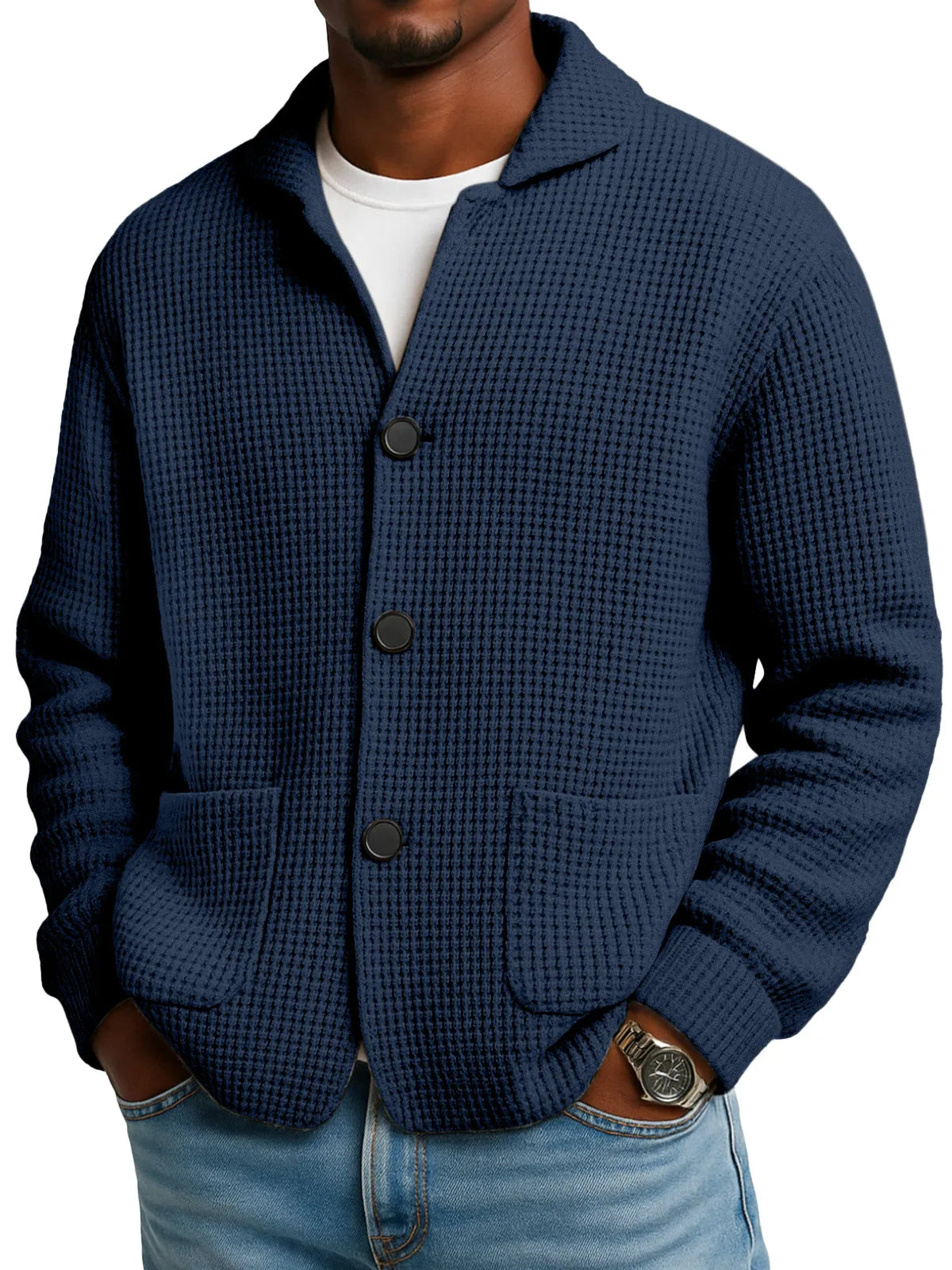 Autumn And Winter Solid Color Stand Collar Knitted Jacket
