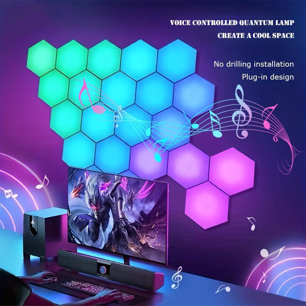 🛑Hexagonal Smart LED Wall Lamp with Remote Control🌈