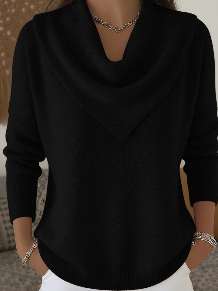 ⏰ LAST DAY SAVE 50% 💥2025 Elegant Retro Soft Triangle Neck Solid Color Sweater Top