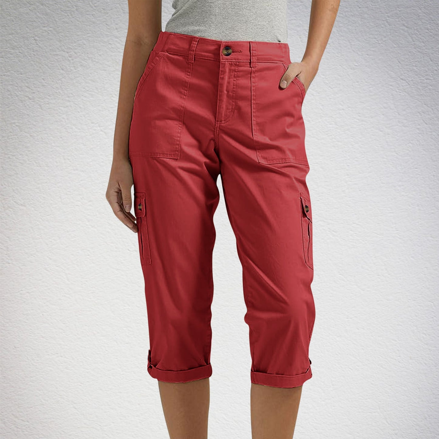 Women's Solid Color Comfortable Cropped Trousers