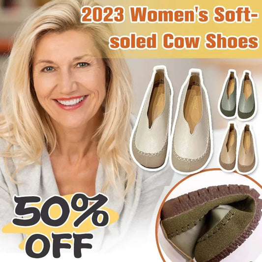 🎁This Week's Special Price $29.99💥Women's casual round toe shallow flat bottom comfortable soft leather loafers