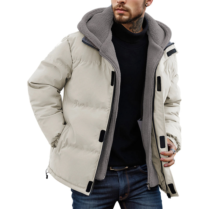 Men’s Cold-Resistant Windproof Thermal-Lined Hooded Coat