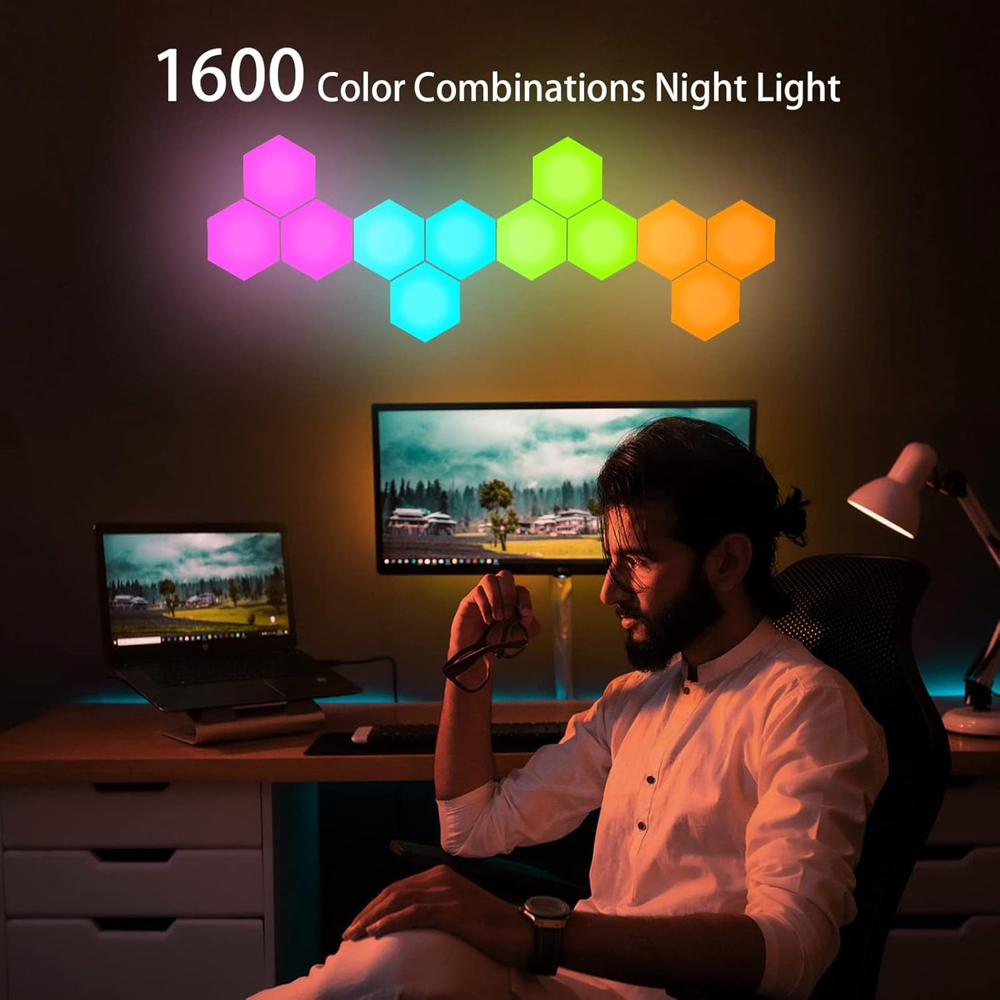 🛑Hexagonal Smart LED Wall Lamp with Remote Control🌈