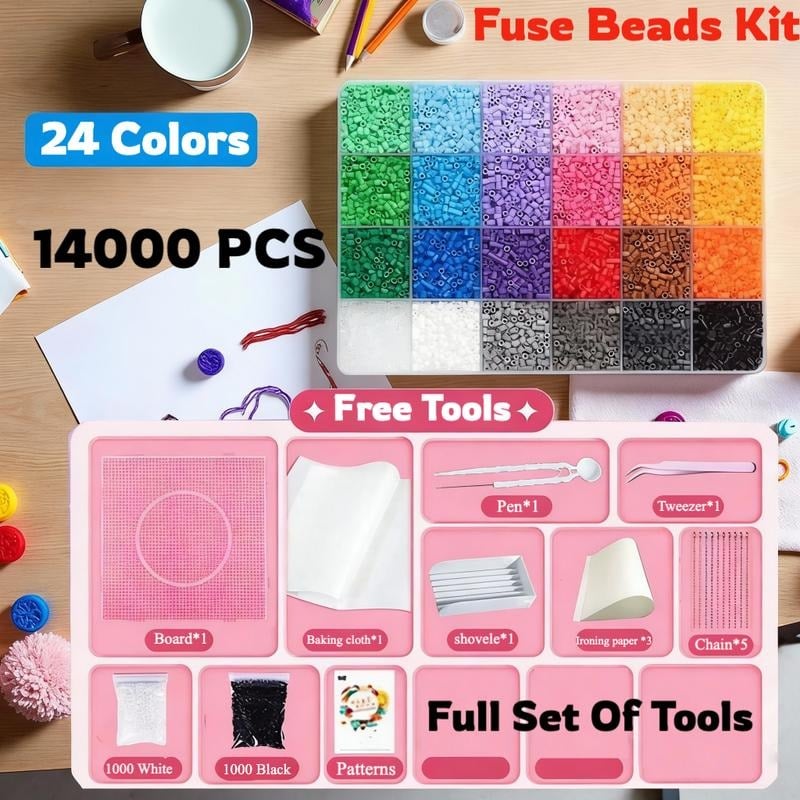 💘🎨 24 & 48 Colors Fuse Beads Kit – 28,000 PCS (2.6mm) 🧩