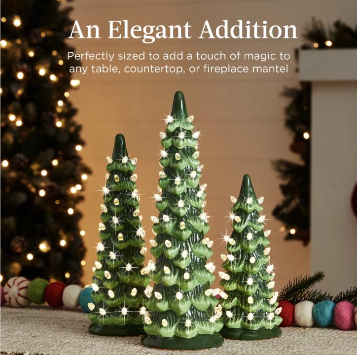 🎄Retro Hand-Painted Tabletop Christmas Trees with Timer