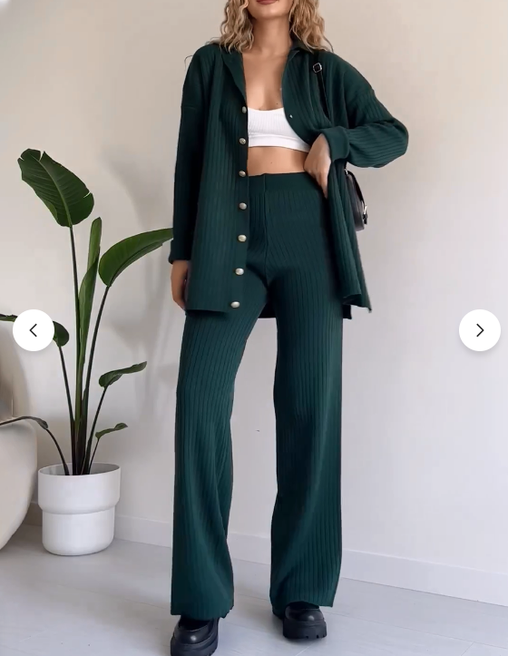 🎁This Week's Special Price $45.99💥Striped Jacquard Button-Knit Two-Piece Set