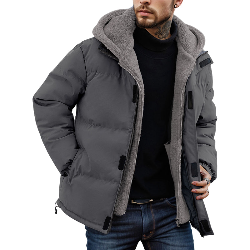 Men’s Cold-Resistant Windproof Thermal-Lined Hooded Coat