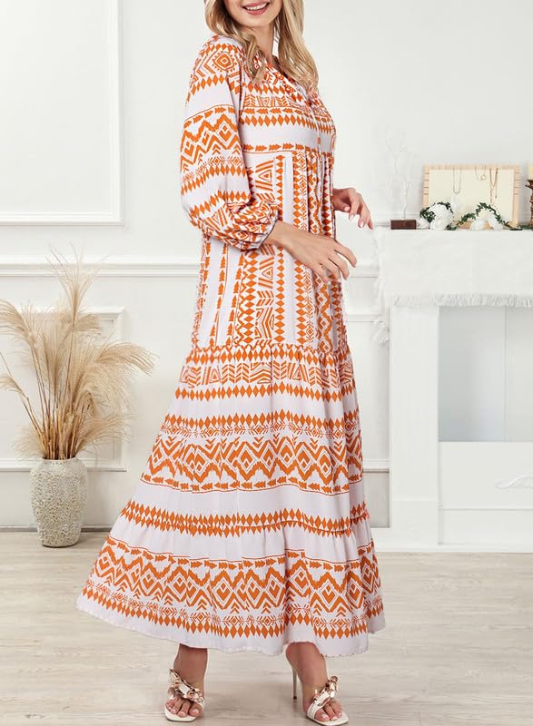 🎁This Week's Special Price $32.99💥Women's Puff Sleeve Floral Boho Maxi Dress