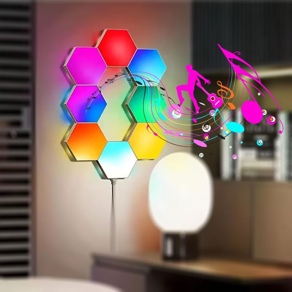 🛑Hexagonal Smart LED Wall Lamp with Remote Control🌈
