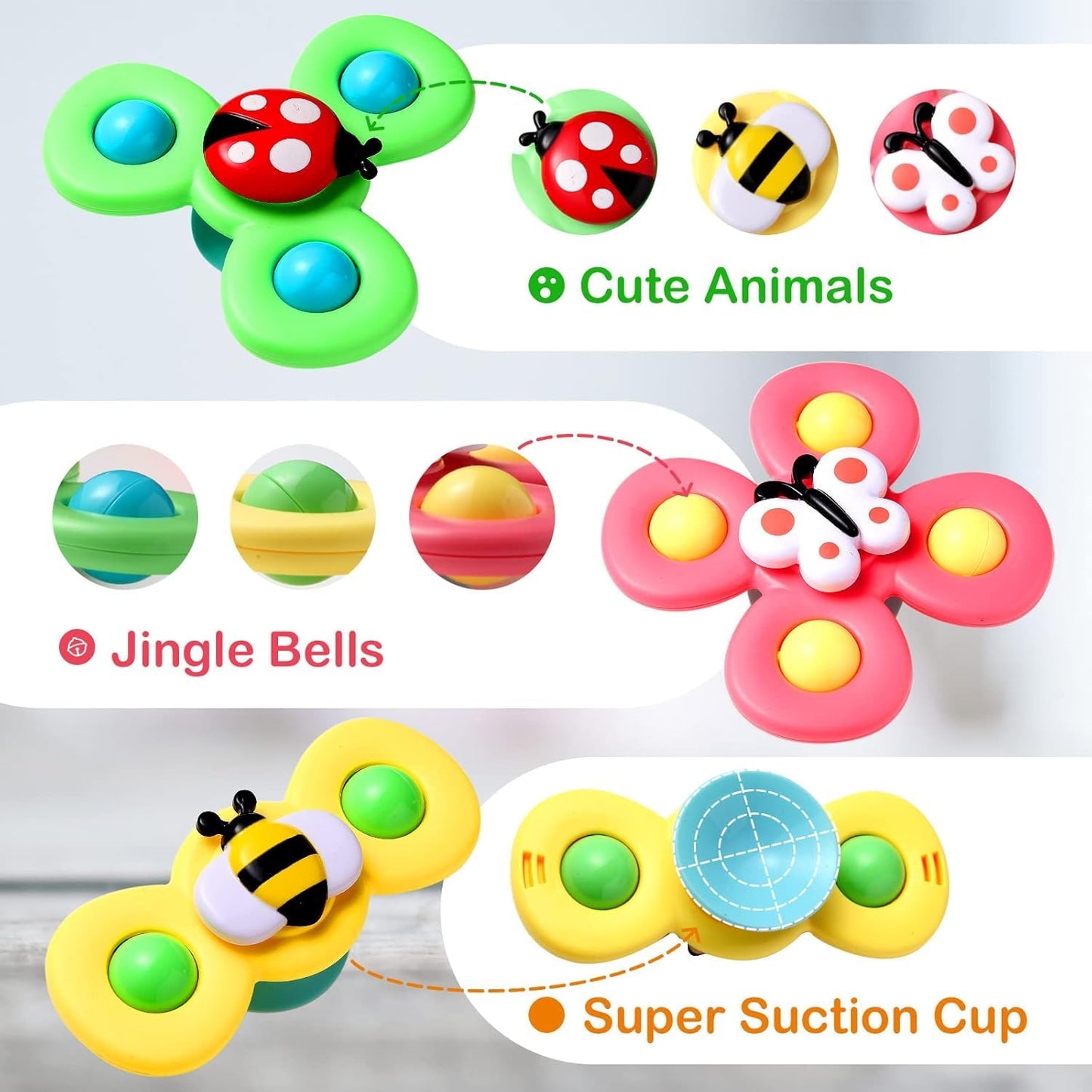 3-Piece Spinner Toy With Suction Cup