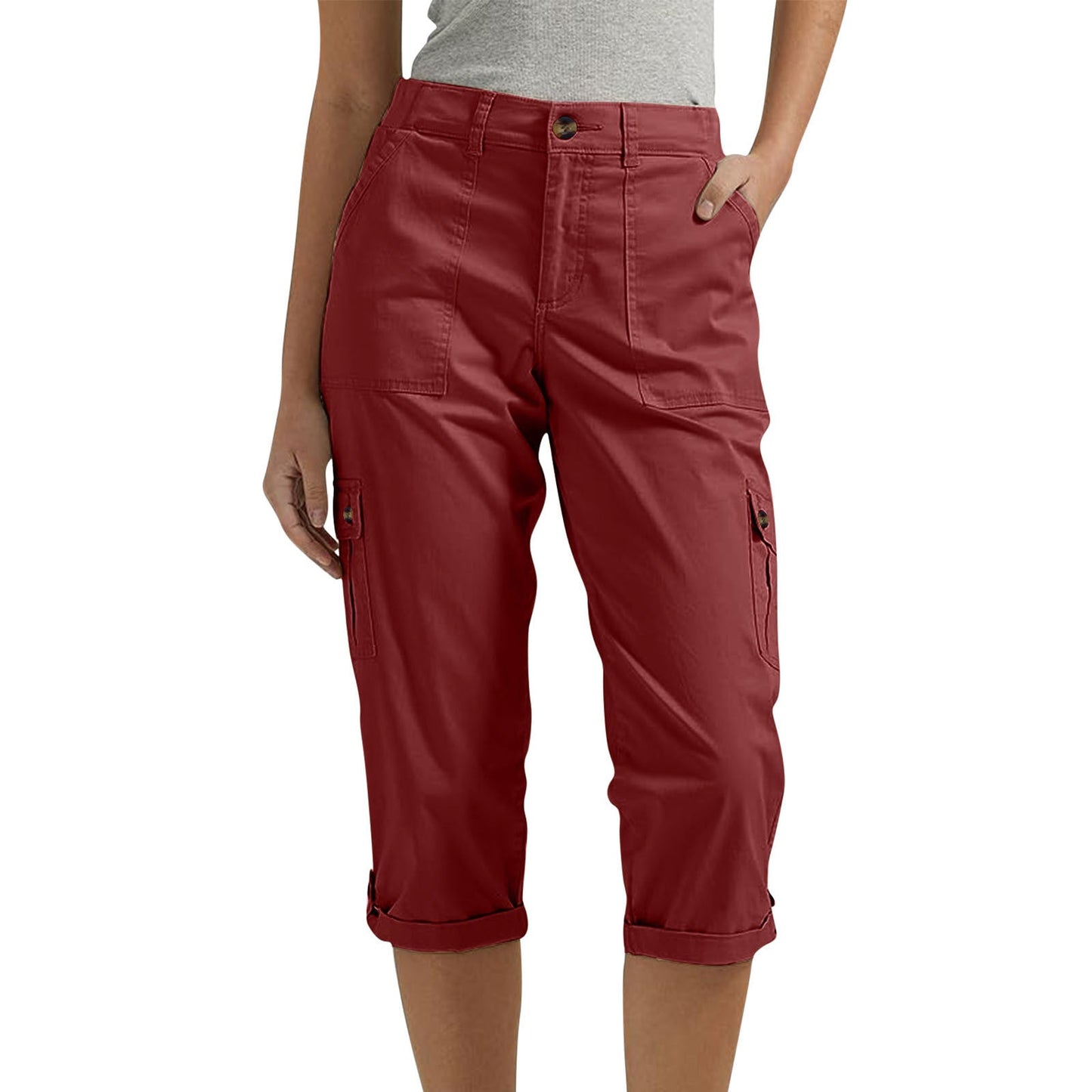 Women's Solid Color Comfortable Cropped Trousers