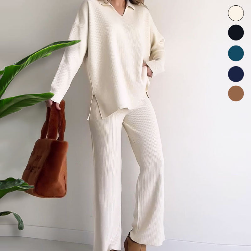 🎁This Week's Special Price $49.99💥V-Neck Casual Slit Knitted Two-Piece Set