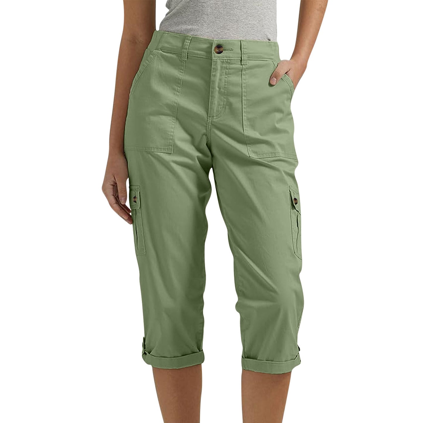 Women's Solid Color Comfortable Cropped Trousers