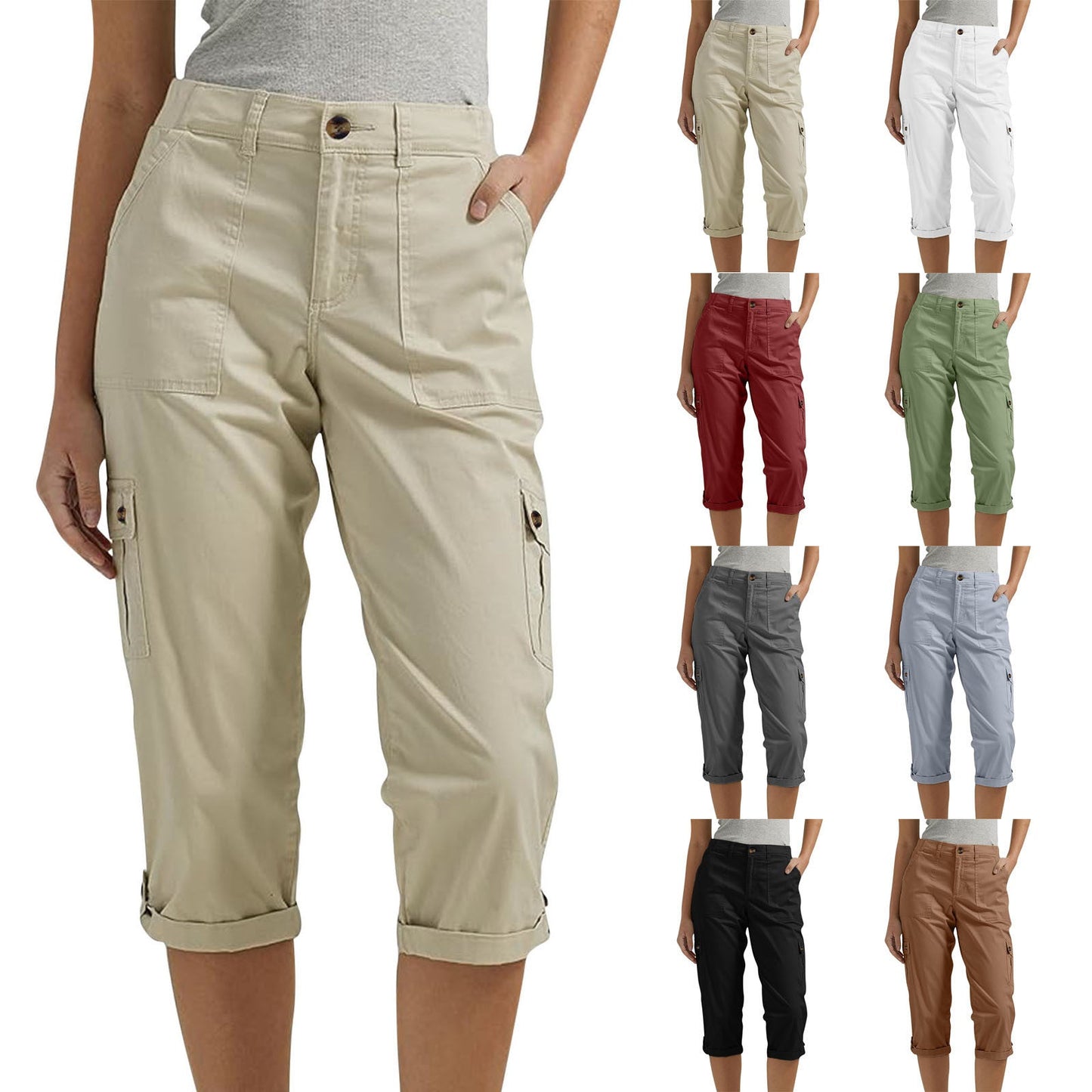 Women's Solid Color Comfortable Cropped Trousers