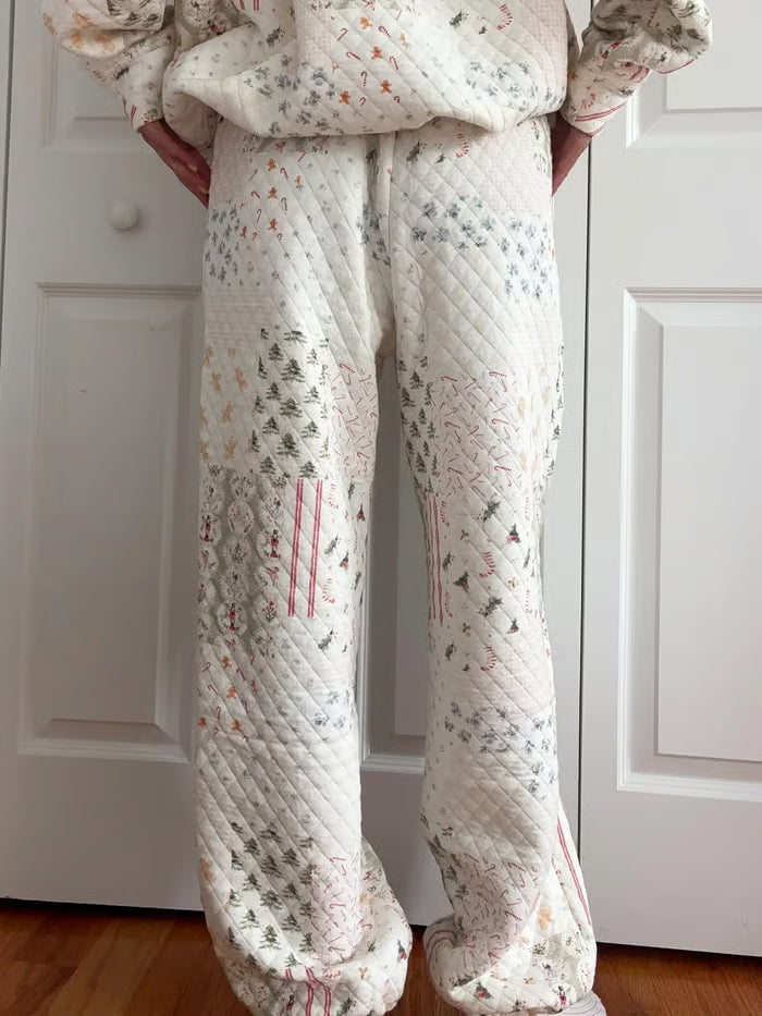 🎅Christmas Bestseller!  ❄️🧣Christmas Holiday Quilted Mockneck Sweatshirt Set(✨Same as in the video)