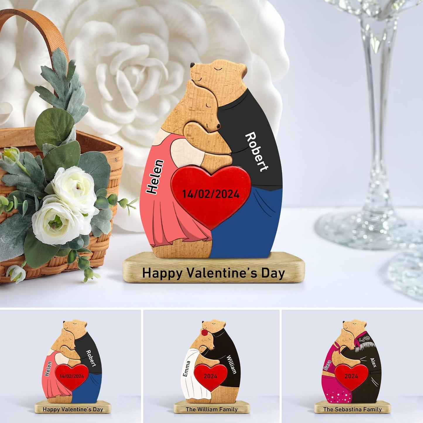 🐻🦊A gift for the whole family 🎁personalized wooden bear jigsaw puzzles