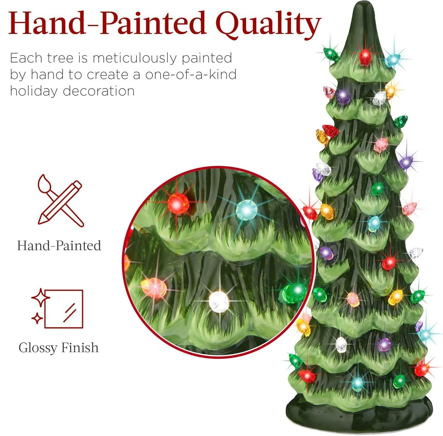 🎄Retro Hand-Painted Tabletop Christmas Trees with Timer