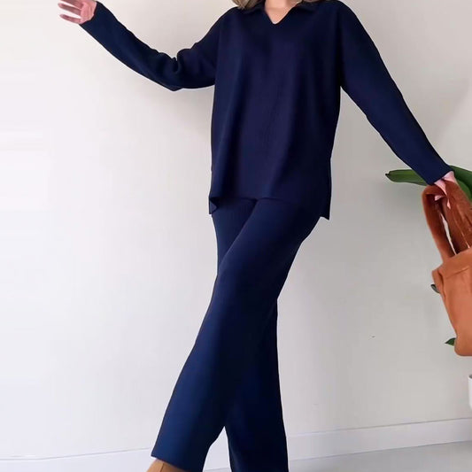 🎁This Week's Special Price $49.99💥V-Neck Casual Slit Knitted Two-Piece Set