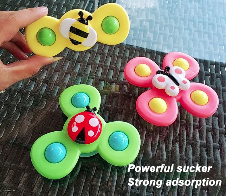 3-Piece Spinner Toy With Suction Cup