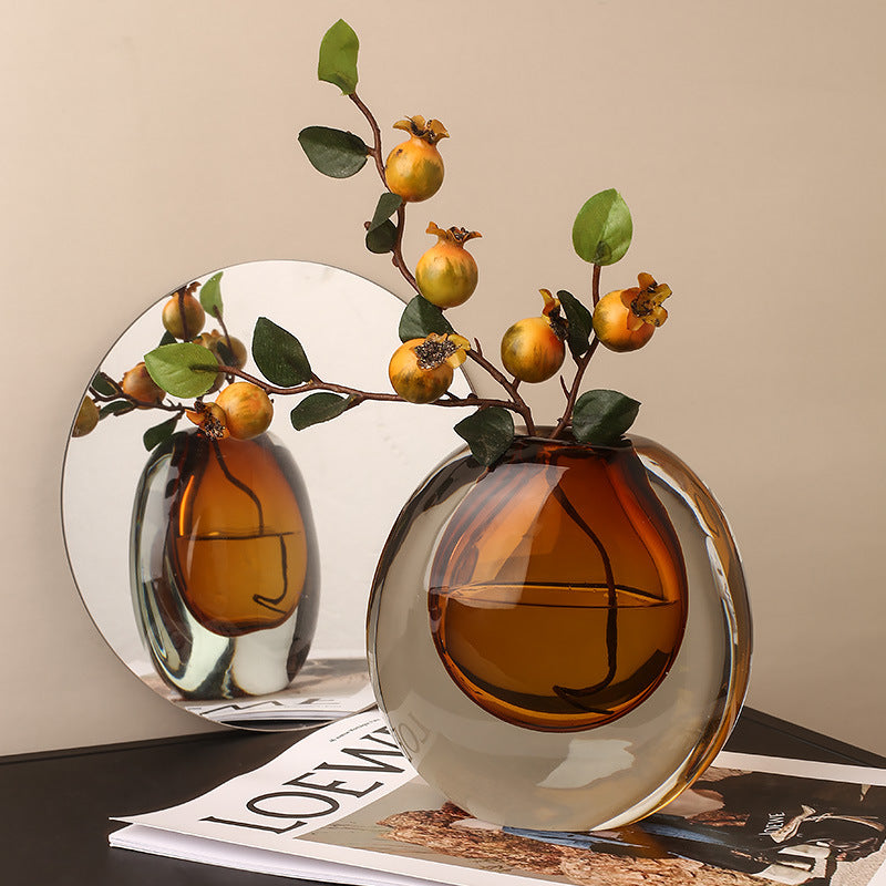 Modern light luxury glass vase ornaments creative living room flower arrangement fresh decorative flower vase