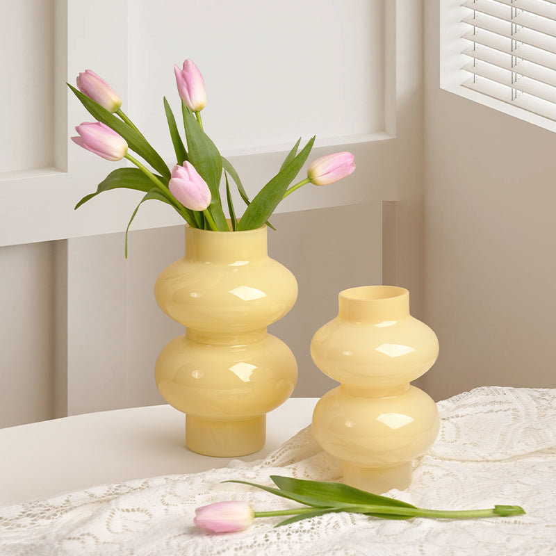 New French glass vase high-end home flower arrangement porch pastoral decorative ornaments water flower pot