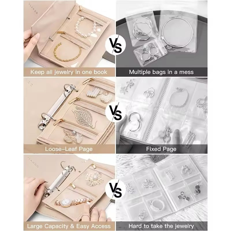 JewelBook - Portable Leather Jewelry Storage Book