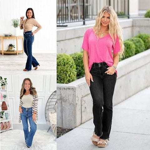 💖 High Rise Non Distressed Vintage Frayed Hem Bootcut Jeans