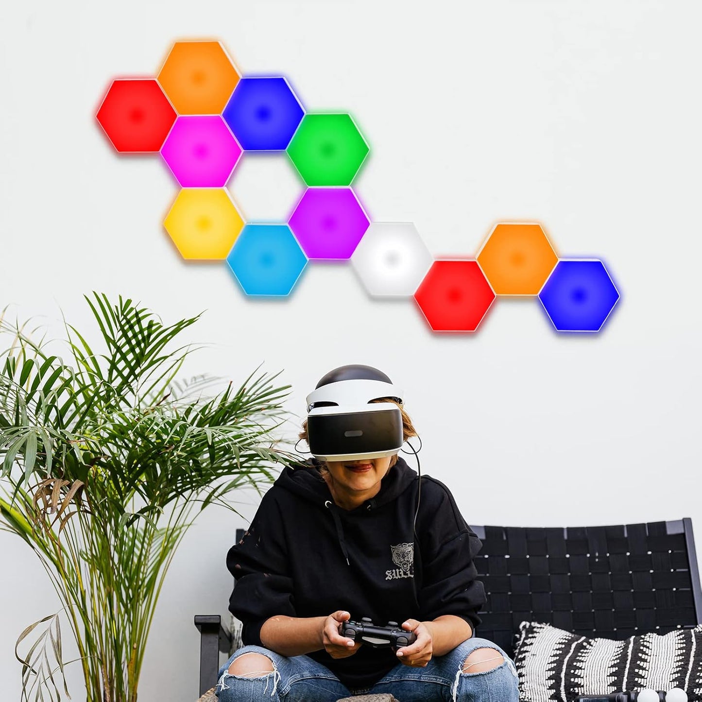 🛑Hexagonal Smart LED Wall Lamp with Remote Control🌈