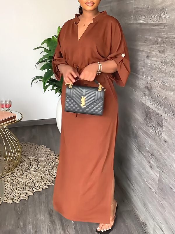 💃Summer casual side slit work dress