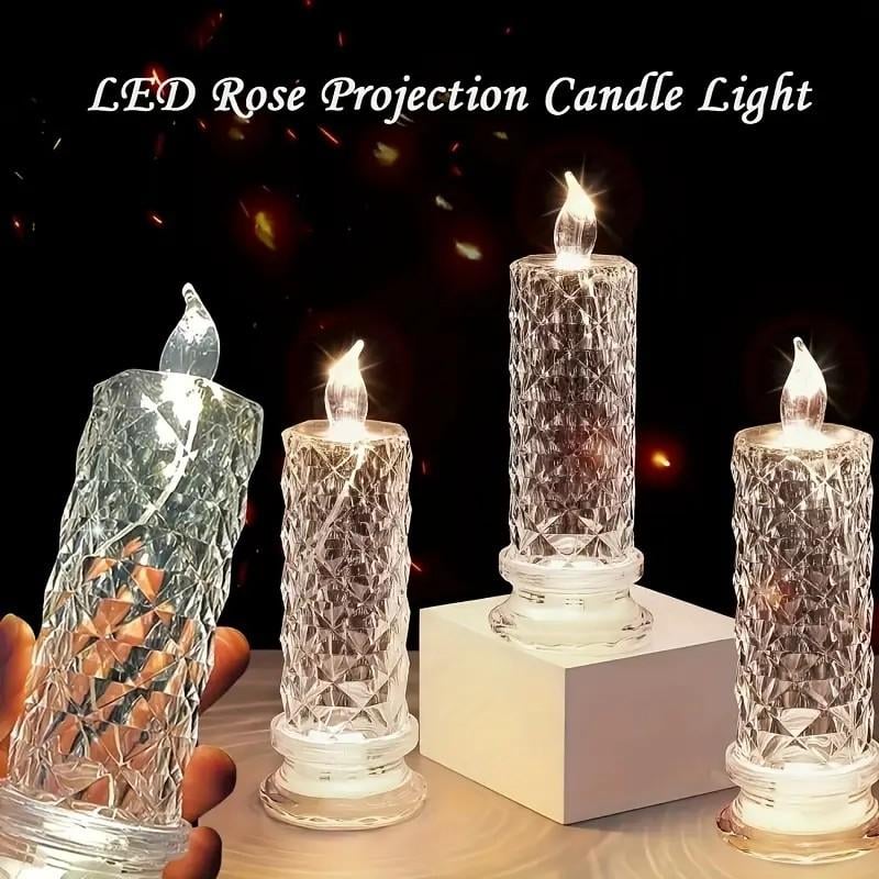 Set of 4 LED Crystal Candle Lights