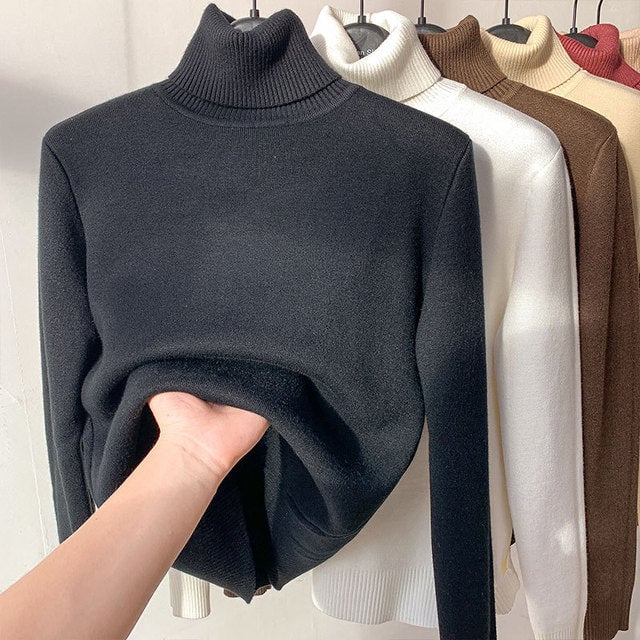 🔥HOT SALE - Cozy Women's Turtleneck Fleece Pullover Sweater