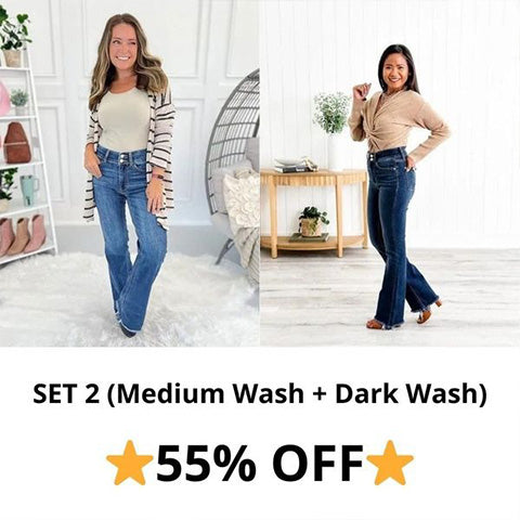 💖 High Rise Non Distressed Vintage Frayed Hem Bootcut Jeans