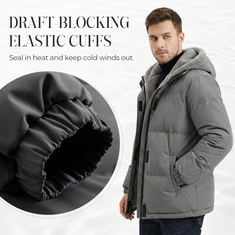 Men’s Cold-Resistant Windproof Thermal-Lined Hooded Coat