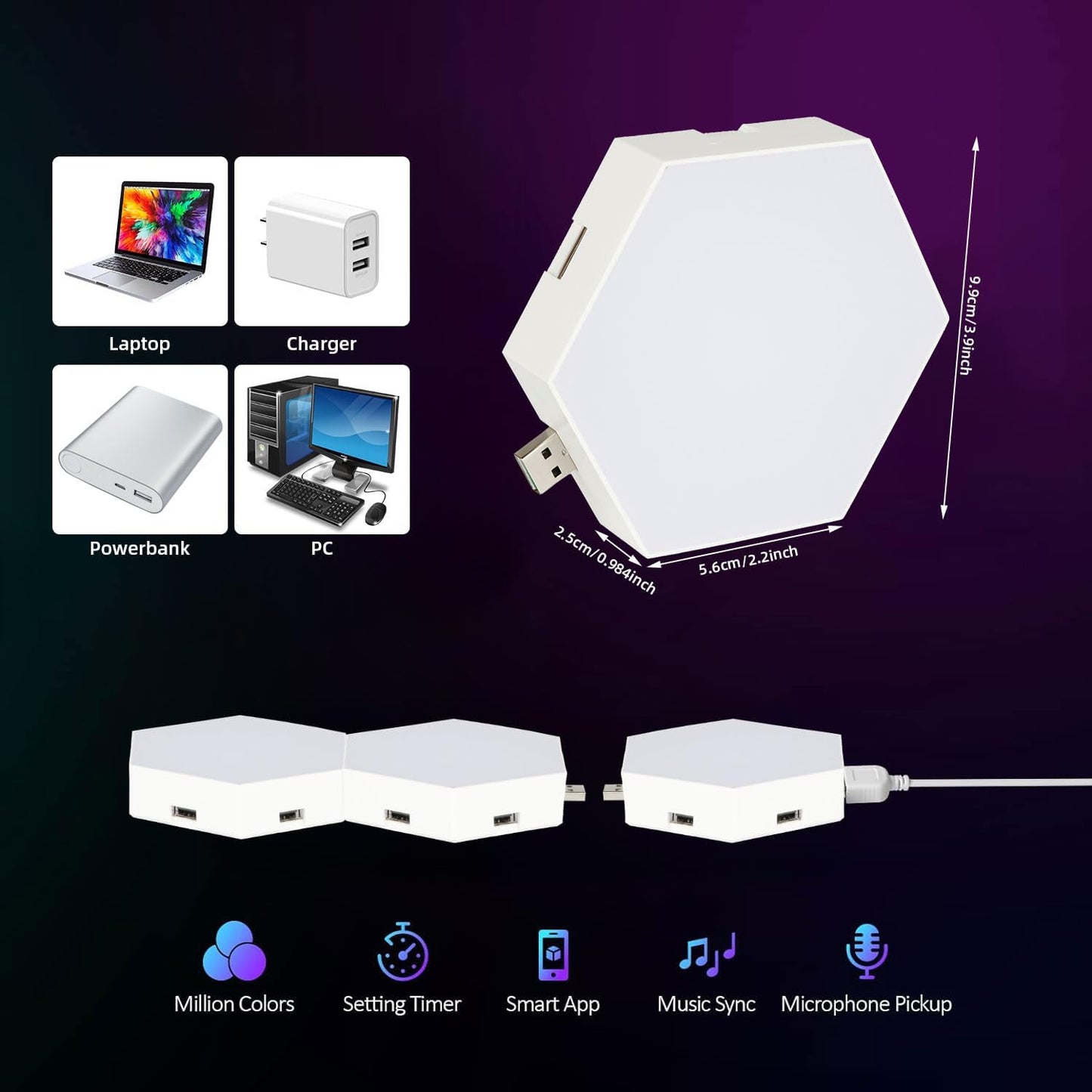 🛑Hexagonal Smart LED Wall Lamp with Remote Control🌈