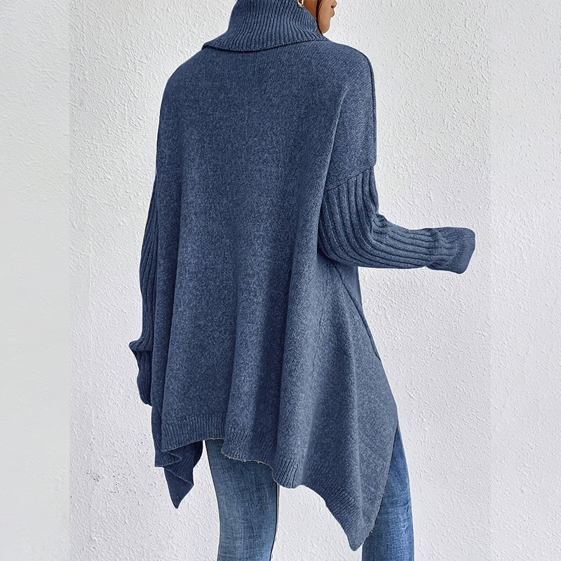 Women's solid color turtleneck sweater